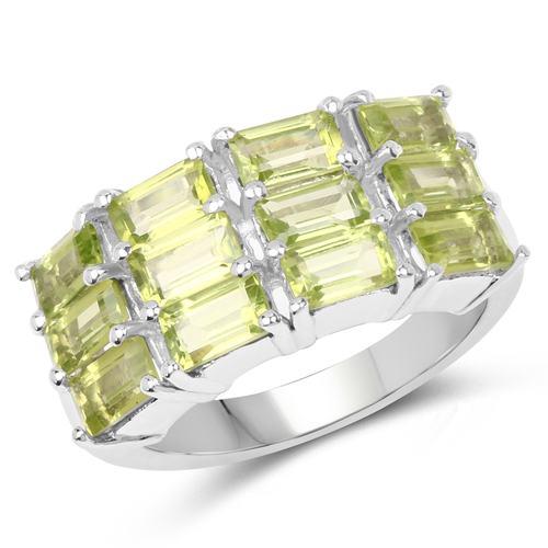 4.32 Carat Genuine Peridot .925 Sterling Silver Ring