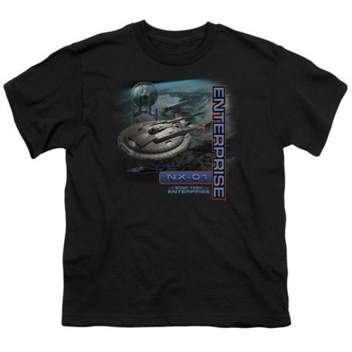 Trevco Star Trek-Enterprise Nx 01 - Short Sleeve Youth 18-1 Tee - Blac