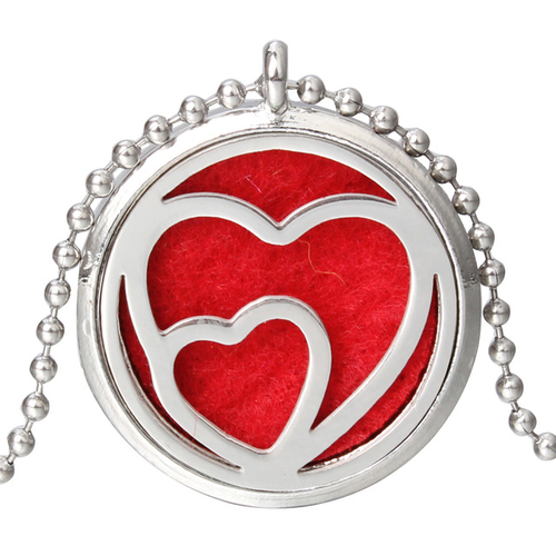 Two Heart Diffuser Necklace Open Silver Lockets