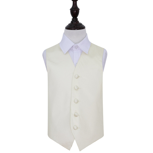 Plain Satin Waistcoat - Boys - Ivory, 30'