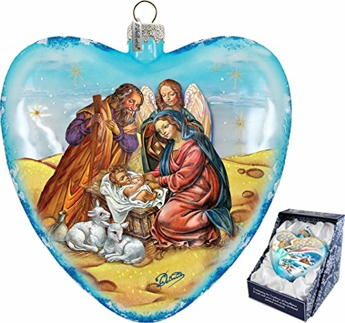 GDeBrekht  5.5 in. Limited Edition Nativity Glass Heart Ornament, 