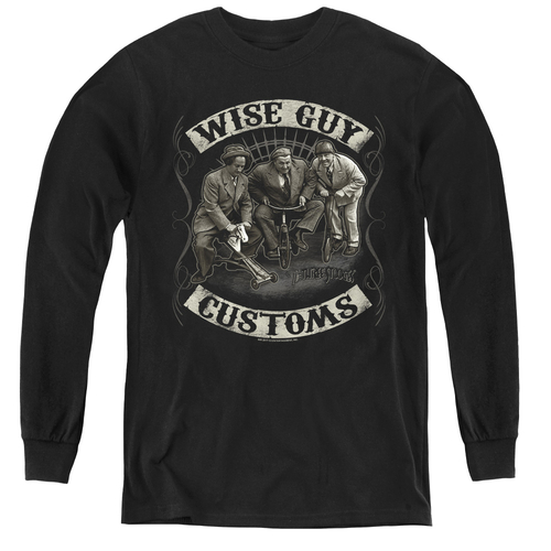Three Stooges & Wise Guy Customs Youth Long Sleeve T-Shirt, Black 