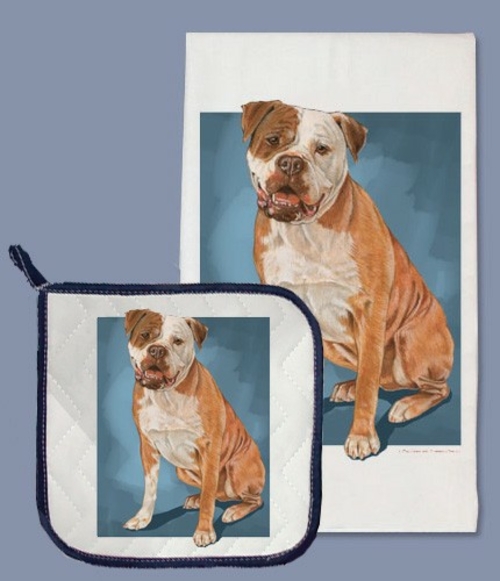 Pipsqueak Productions DP707 American Bulldog Dish Towel And Pot Holder