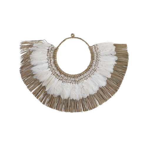 Wall Decoration DKD Home Decor Brown White Feather Fibre (70 x 3 x 50