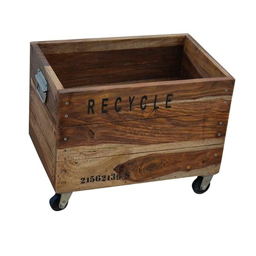 Industrial Recycle Basket On Cast Iron Wheels