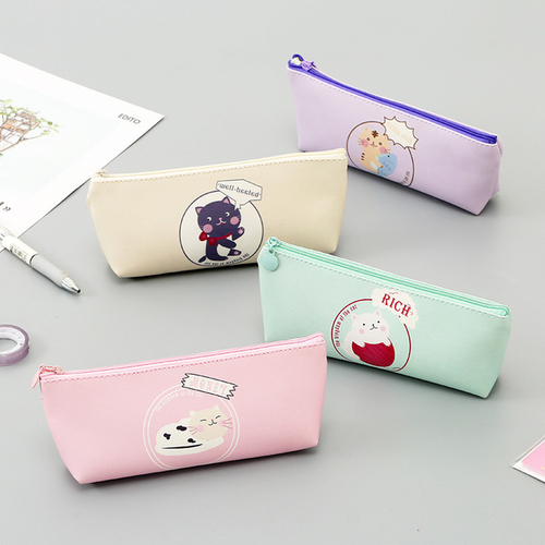 High quality Pencil case Cute cat Pencil Bag pu