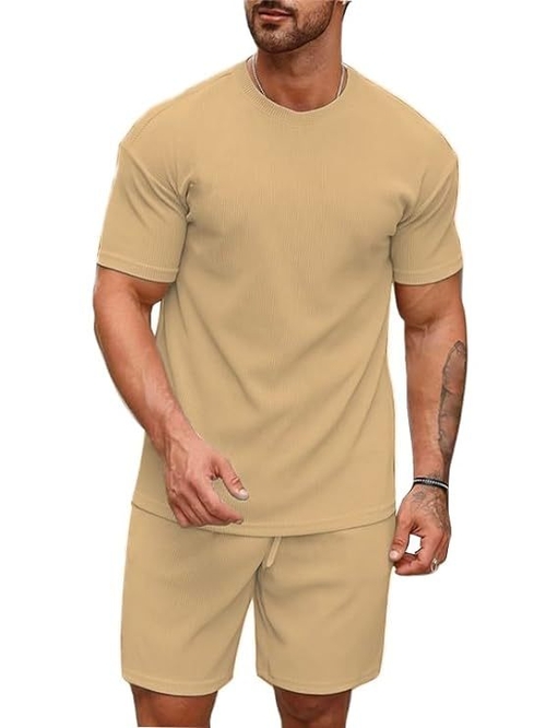 Solid Co-ord Set for Men's (Round Neck Tshirt with Matching shorts) 