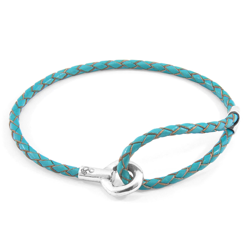 Turquoise Blue Blake Silver & Leather Bracelet