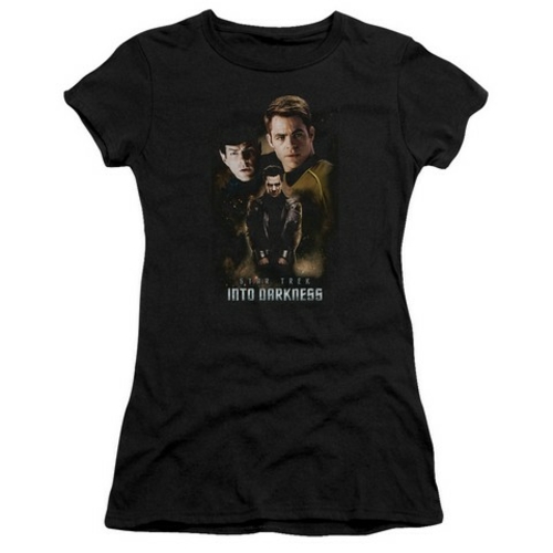 Trevco Star Trek-Aftermath - Short Sleeve Junior Sheer Tee - Black- Me