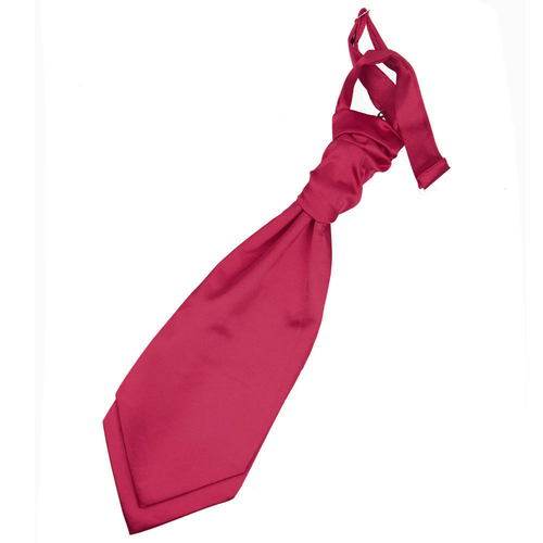 Plain Satin Pre-Tied Ruche Cravat - Boys - Crimson Red