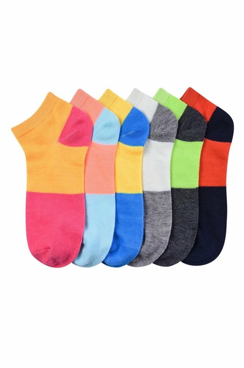 Color Block Fashioned Ankle Socks - 9-11