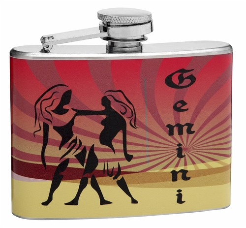 4oz Gemini Sign of the Zodiac Hip Flask