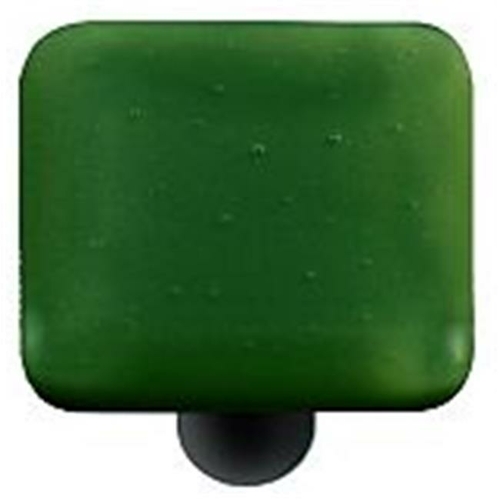 Hot Knobs HK1022-KB Dark Forest Green Square Glass Cabinet Knob - Blac