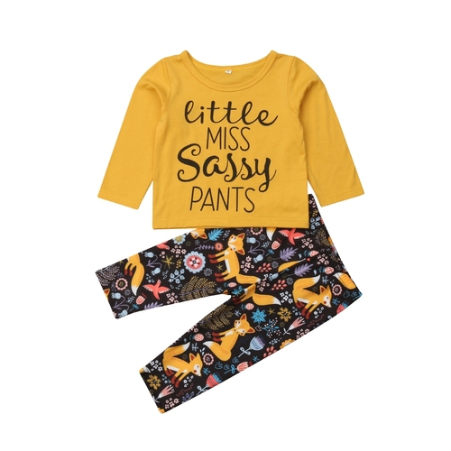 Baby Girl Cartoon Letters Outfits Little Girls T