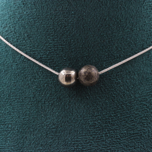 Pyrite from Spain 8 mm 2 beads necklace.