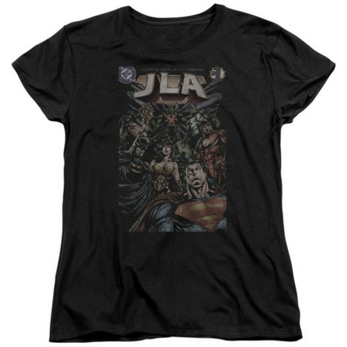 Trevco Jla-No. 1 Cover Short Sleeve Womens Tee- Black - Large