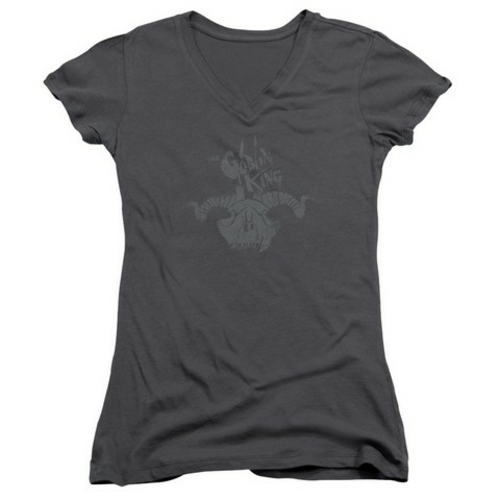 Trevco The Hobbit-Golin King Symbol Junior V-Neck Tee- Charcoal - Smal