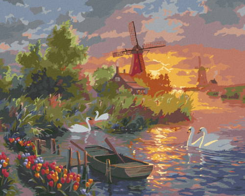 Paint by Numbers - TULIPS, SWANS, A MILL AND A SUNSET (ABRAHAM HUNTER)