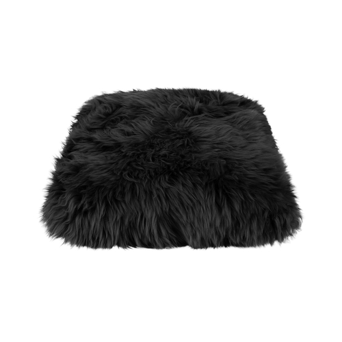 Black genuine sheepskin throw pillow