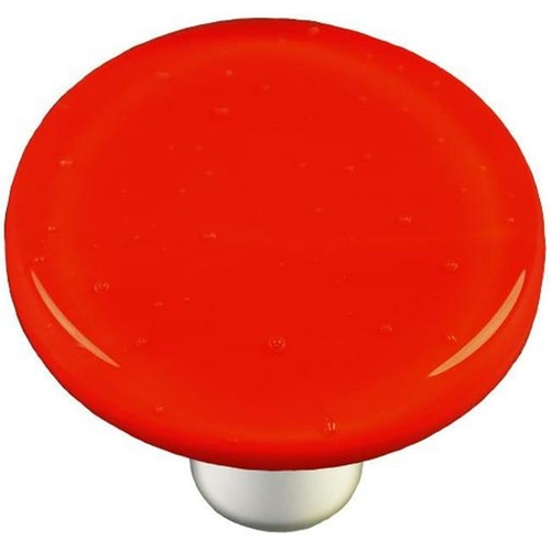 Hot Knobs HK1002-KRA Tomato Red Round Glass Cabinet Knob - Aluminum Po