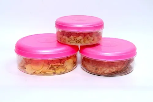 Pink Plastic Papad Storage Containers set of 3