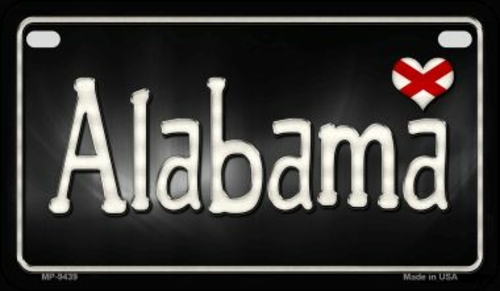 Smart Blonde MP-9439 7 x 4 in. Alabama Flag Script Novelty Metal Motor