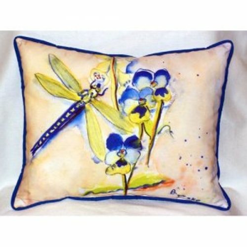 Betsy Drake ZP387 Blue Dragonfly Indoor & Outdoor Throw Pillow- 20 x 2