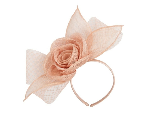 Large nude sinamay bow racing fascinator