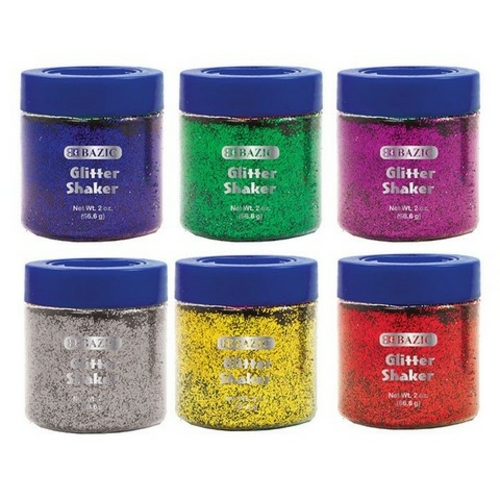 Bazic 3445  56.6g / 2 Oz. Primary Color Glitter Shaker w/ PDQ Pack of 