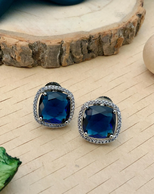 Glamorous CZ Crystal Silver Plated Earrings