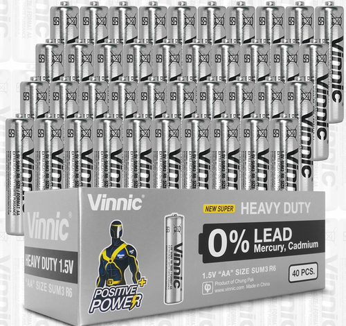 Vinnic Super Heavy Duty AA Batteries - 40 Count Box