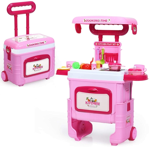 Children's Convertible Kitchen Play Set Pink