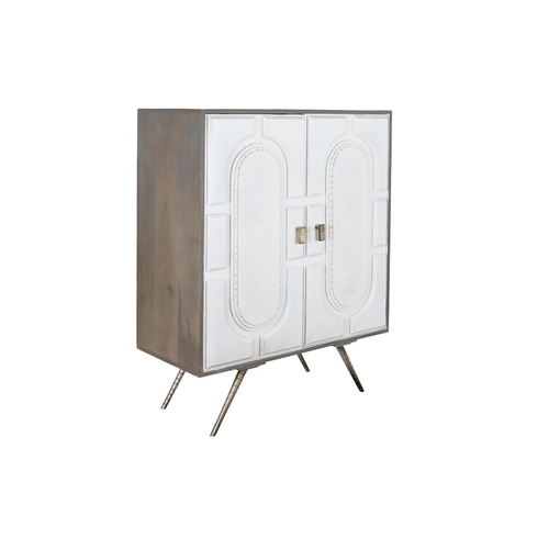 Sideboard DKD Home Decor Grey Golden White Brass Mango wood (93 x 41 x
