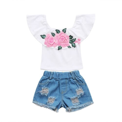 Toddler Kids Baby Girls Floral Sleeve Blouse Tops