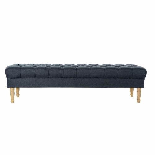 Bench DKD Home Decor   Natural Blue Polyester Rubber wood (158 x 50 x