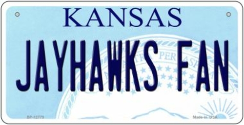 Smart Blonde BP-12779 3 x 6 in. Jayhawks Fan Novelty Metal Bicycle Pla