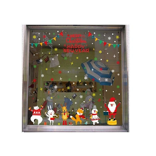 2Pcs Small Size Santa Claus Decoration Electrostatic Sticker