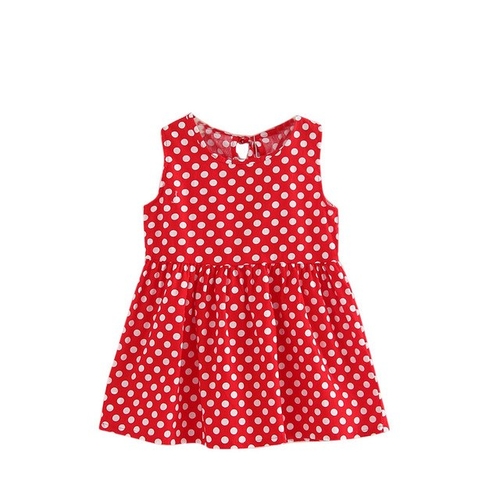 2018 Girls Summer Dots Sleeveless Princess with