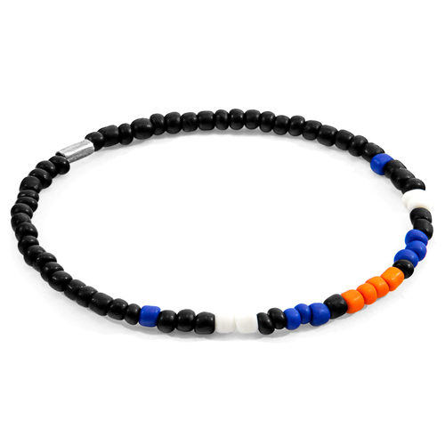 Orange - Black Edgar Silver and Glass SKINNY Bracelet