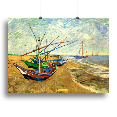 Fishing Boats on the Beach at Saintes-Maries by Van Gogh Canvas Print