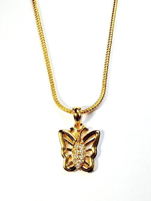 Butterfly Shape Royal Pendant Gold Polish With Chain Gold