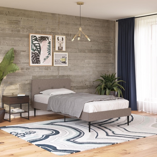 Novogratz DA4060419N Freddy Upholstered Bed, Gray - Twin Size