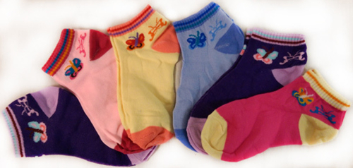 Girl's Butterfly Low Cut Socks - Size 6-8