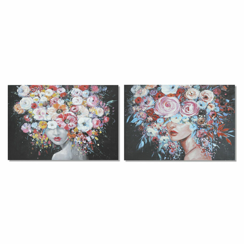 Painting DKD Home Decor Flowers Modern 120 x 3,8 x 90 cm (2 Units)