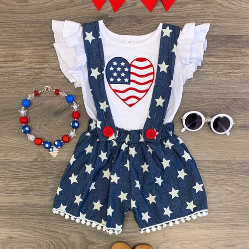 2019 New Toddler Girl Clothes Set Summer 4th of
