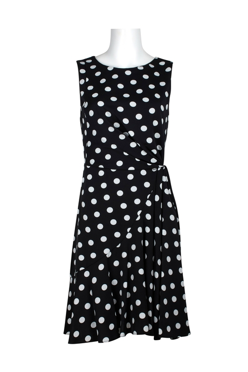 Adrianna Papell Crew Neck Sleeveless Sleeveless Gathered Side A-Line