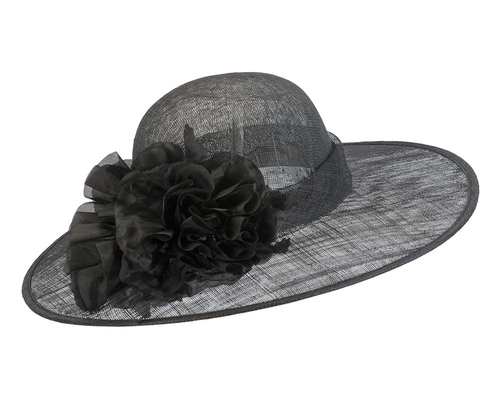 Black fashion racing hat with flower