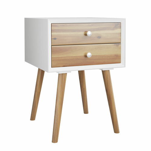 Wooden Bedside Table with 2 Drawers