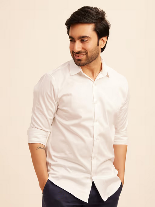 Men'S Full Sleeve Solid Cotton Blend Shirt For Men (Size-L)