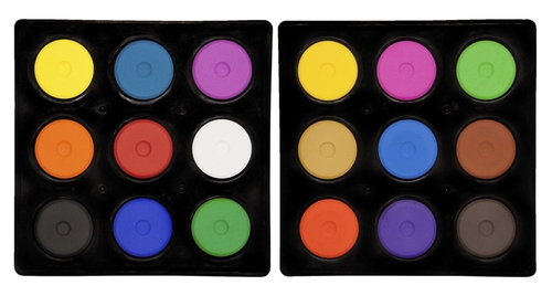 Mini Tempera Cakes in Tray, Various Brilliant Colors, Set of 1